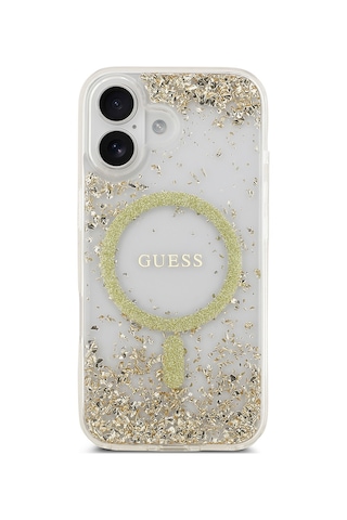 Apple Uyumlu iPhone 17 Kılıf Guess Lisanslı M-safe Özellikli Transparan Resin Bottom Kapak Gold Gold