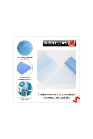 Süsleme Tülü Grek Tül, 2 Mt En X 1 Mt Uzunluk - Mavi 0-99
