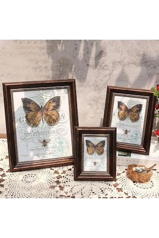 Novahub Altın Ve Mavi Retro Stili Ev Fotoğraf Çerçevesi, 20.3x25.3cm, Dekoratif Masaüstü Süs, Resim Çerçevesi