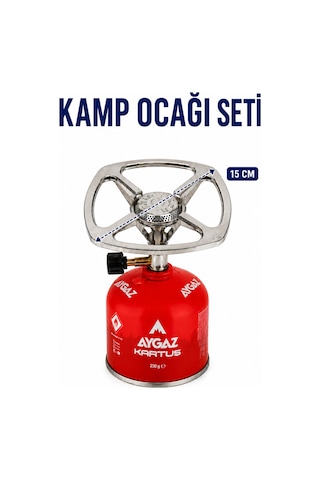 Kamp Ocağı Ve Gaz Kartuşu Seti Ayarlanabilir Alevli Portatif Ocak 230 Gr Gri-kırmızı
