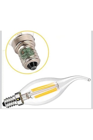 6w E14 Şeffaf Günışığı Kıvrık Mum Rustik Led Ampul 6 Adet