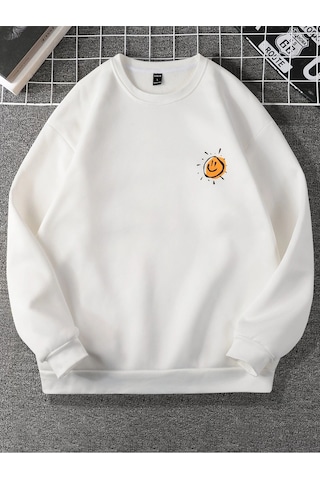 Adrift Manfinity Emrg Cartoon And Slogan Graphic Sweatshirt Beyaz Beyaz