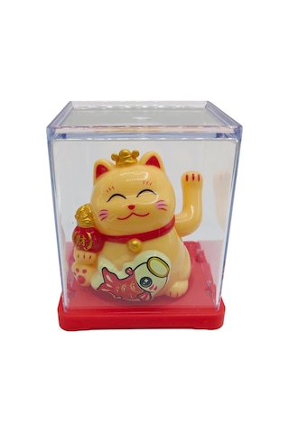 Maneki Neko El Sallayan Mini Şans Kedisi Krem Solar Güneş Enerjili 5x5cm F11krm11