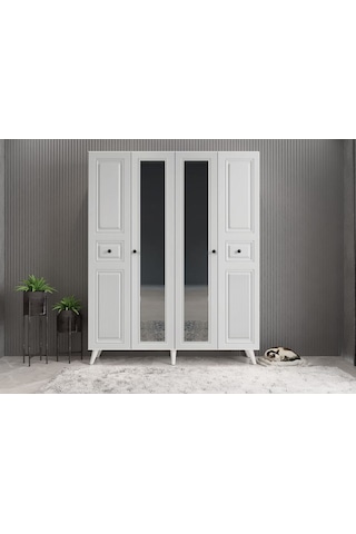 Nossa Membran 4 Kapaklı Portmanto Montaj Dahil Beyaz 140 Cm