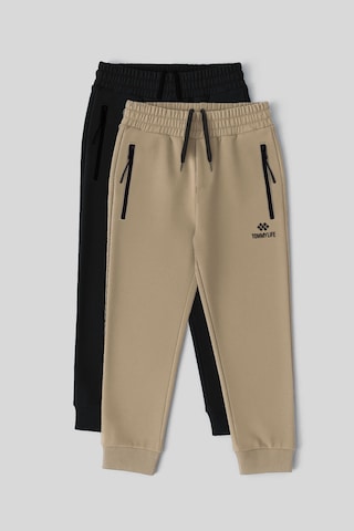 Tommylife Standart Fit Basic 2li Paket Siyah-koyu Bej Erkek Çocuk Eşofman Alt - 64042 Siyah - Taş