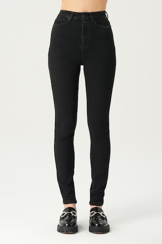 Judy Siyah Yüksek Bel Patı Fermuarlı Çift Düğmeli Push-up Skinny Fit Jean Pantolon C 4521-201