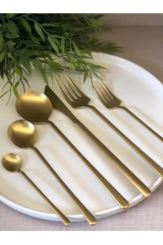 36 Parça Asil Çatal Kaşık Bıçak Çkb Seti Mat Gold-4037 Mat Altın