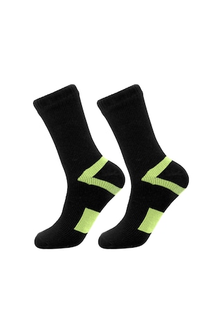 Maiyame Kış Sporları Su Geçirmez Çorap - Kayak, Dağcılık, Bisiklet İçin Isı Sağlayan, Soluklu, Dayanıklı - Siyah Yeşil Desenli Orta Boy L Çok Renkli