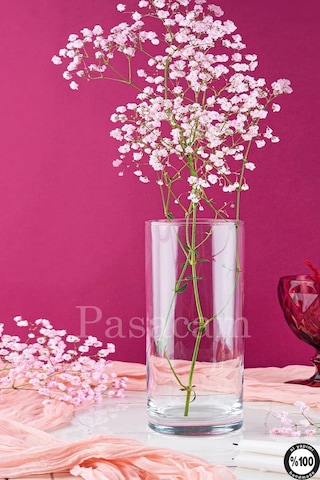 Delizli El İmalati 10 Cm X 15 Cm - El İşciliği Silindir Vazo Cam Ps150 Kalın Tabandır Kesinlikle Beyaz