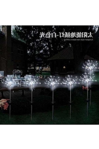 Ebitda Güneş Enerjili Led Park Işıkları - Yuvarlak 2 Modlu Beyaz Işık - Dış Mekan Manzara Noktaları Işıkları