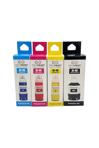 Proprint Canon Gı-40 Uyumlu Mürekkep Seti 4 Renk Siyah 170ml Renkliler 70 Ml - G6040