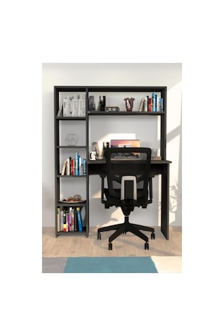 Duru Kitaplıklı Çalışma Masası, Antrasit Renk Seçeneği 120x60