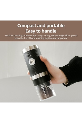 Novahub 5 Seviyeli Taşınabilir Kahve Değirmeni: Otomatik Durdurma, Şarj Edilebilir, Hafif, Pratik Siyah Siyah