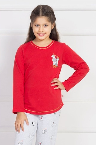 Vienetta Kız Çocuk O Yaka Manşetli Pijama Takım 4396,3-7 Yaş