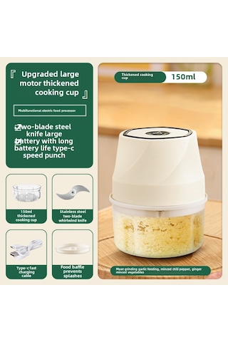 Reedark Elektrikli Sarımsak Crusher 150ml - Hızlı Sarımsak Ezici, Mutfak Aleti Krem Beyaz Diğer