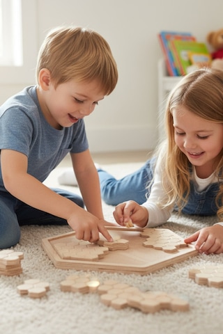 Ahşap Eğitici Petek Puzzle Model Yapboz