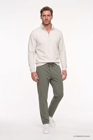 AC&Co / Altınyıldız Classics Erkek Hakı Pamuklu Standart Fit Normal Kesim Beli Lastikli Diagonal Desenli Örme Pantolon Haki