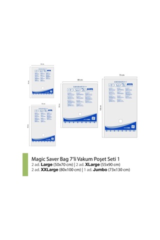 Magic Saver Bag Vakumlu Poşet Seti 7'li