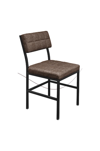 Nemeron İkon Mutfak Sandalyesi Keten Kumaş Metal Sandalye Silinebilir Kafe Salon Sandalyesi - Kahve Kahve