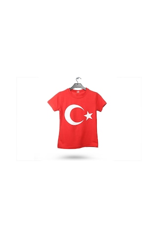 Türk Bayrağı Baskılı Penye Kısa Kollu Tişört (Kız-Erkek)
