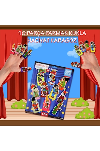 Tox Karagöz . Hacivat 10 Parça Parmak Kukla Set T224