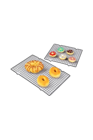 Paslanmaz Çelik Yapışmaz Tel Izgara Hamur İşleri Tepsisi Kek Pişirme Soğutma Rafı Fırın Mutfak Pizza Ekmek Kurabiye Tutucu Barbekü Rafı Siyah