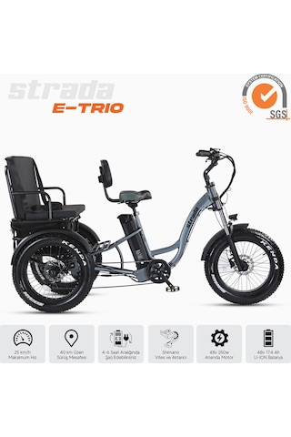 Stradacycles E-TRIO Hidrolik Disk Elektrikli Üç Tekerlekli Antrasit