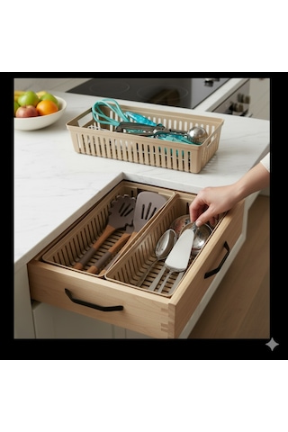 Ny Home 3 Adet Çekmece İçi Bıçaklık & Kaşıklık Organizer Bej Bej