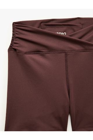Koton Yüksek Bel Büzgülü Skinny Fit Spor Biker Tayt Mürdüm 7wak40207nk 61x