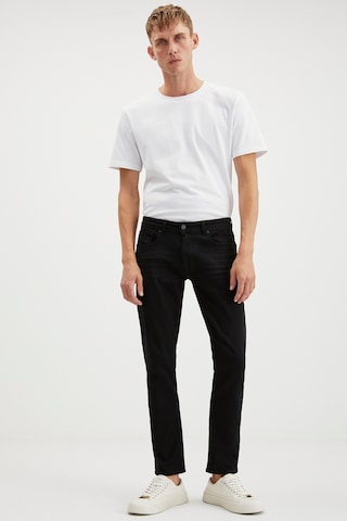 Herman Erkek Kalın Dokulu Slim Fit Dar Kalıp Boru Paça Organik Pamuklu Siyah Jeans