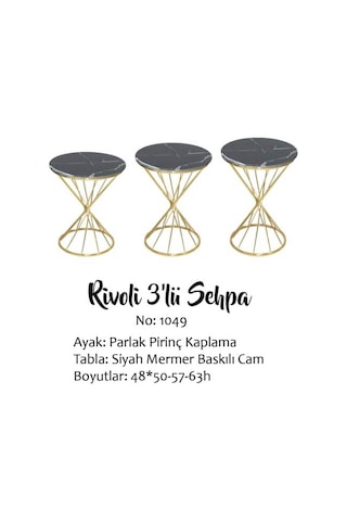 Zigon Brc Rivoli Model Siyah Mermer Kırılmaz Cam Transmisyon Metal Gold Kaplama El Yapım