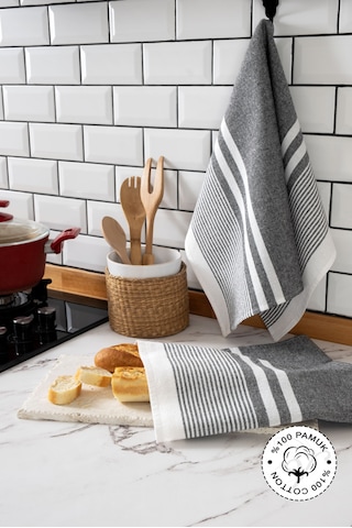 45x65, 2'li Kurulama Bezi, %100 Pamuk Yüksek Su Emici Gri