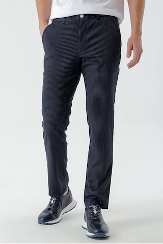 Morven Erkek Lacivert Poliviskon Trend Çizgili Slim Fit Classic Pantolon Lacivert