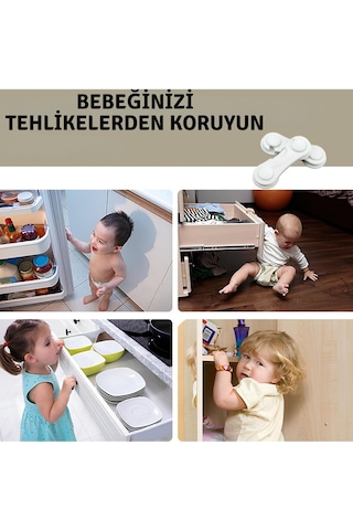 8 Adet Çok Amaçlı Çift Kapaklı Dolap Için Çocuk Bebek Güvenlik Set Emniyet Mandallı Koruma Kilit Çok Renkli