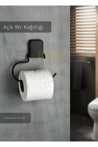 Jet's Home Paslanmaz Kapaksız Tuvalet Kağıdı Askılığı Wc Kağıtlık Tutucu Siyah Siyah