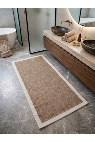 Vektör Sisal Halı Kaymaz Taban Silinebilir Yıkanabilir Modern Salon Mutfak Koridor Halısı Jüt Beyaz Kahverengi