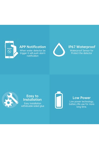 Wezone Akıllı Wifi Su Kaçağı Alarmı - Ip67 Su Geçirmez, 85db Sesli, Mutfak, Banyo, Bodrum İçin Uygundur