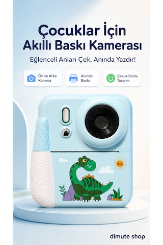 Dimute Shop CMR92 Dijital Fotoğraf Makinesi Çocuk Termal Resim Kağıt Baskılı Yazıcı Kamera Video Makinesi