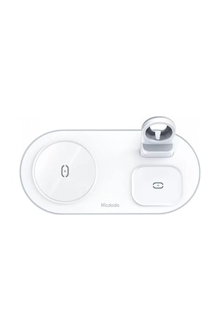 Mcdodo CH-7062 3in1 15W Çoklu Magsafe Kulaklık Saat ve Telefon Şarj Stand Beyaz