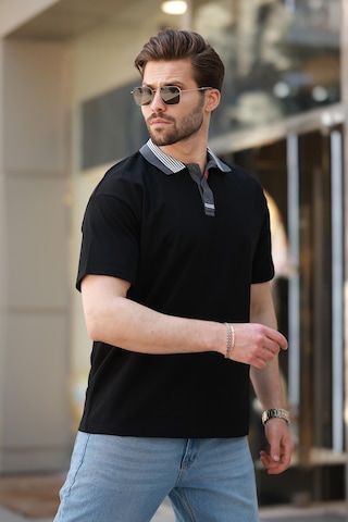 Madmext Siyah Polo Yaka Erkek T-shirt E7147 Siyah