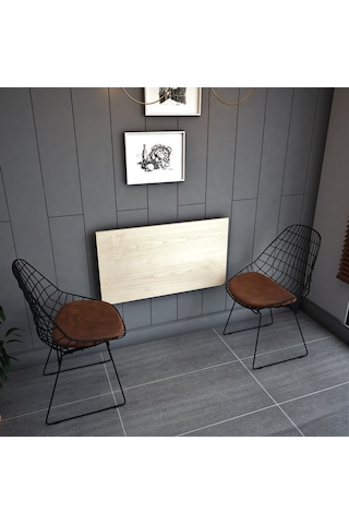 Asra Trend DMM-08 %100 MDF 90x50 cm Duvara Monte Katlanır Masa Akça Ağaç Mutfak Yemek ve Çalışma Masası