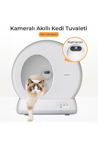 Ubpet C10 Pro Kameralı Akıllı Kedi Tuvaleti App Kontrol Akıllı Sensörler Sessiz Çalışma + Koku
