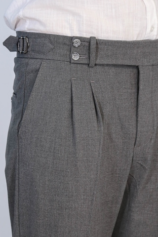 Antrasit Çift Pileli Tokalı Yüksek Bel Slim Fit Pantolon Wessi Füme