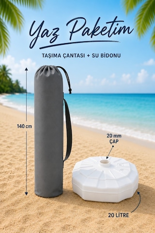 Plaj Seti 20 Litre Bidon Ve Şemsiye Kılıfı Bej
