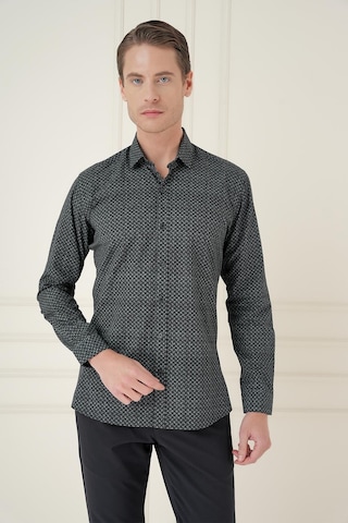Efor Slim Fit Baskılı %100 Pamuk Spor Lacivert Gömlek G 1588 Lacivert