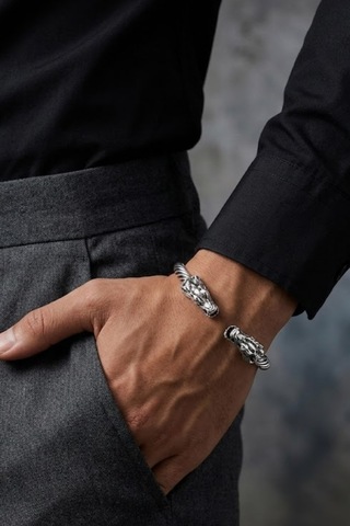 Viking Ejderha Başlı Çelik Bileklik Güç, Cesaret Ve Sadakati Sembolize Eden Erkek Çelik Bileklik Diğer