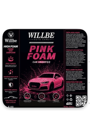Willbe Auto Care Pembe Oto Şampuanı 5 Kg Pink Foam