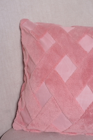 Cross Welsoft Jakarlı Dekoratif Kırlent Kılıfı 43x43 - Ztcross Pembe