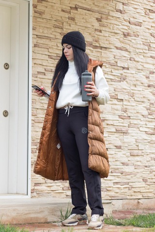 Kadın Siyah Şeritli Basic Rahat Kalıp Cepli Eşofman Altı 21KESAAKT1 Siyah