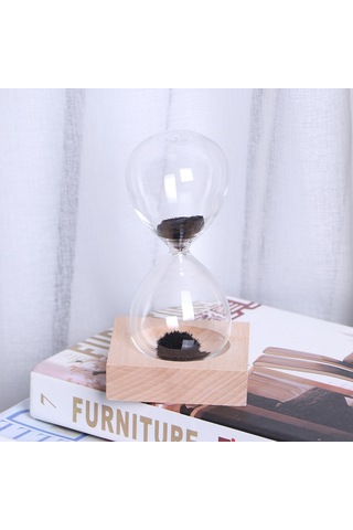 Konesam Ahşap Tabanlı Manyetik Cam Kumu Saati - Mıknatıs Etkisiyle Güzel Şekiller Oluşturan Ofis Ve Ev Dekorasyon Aleti